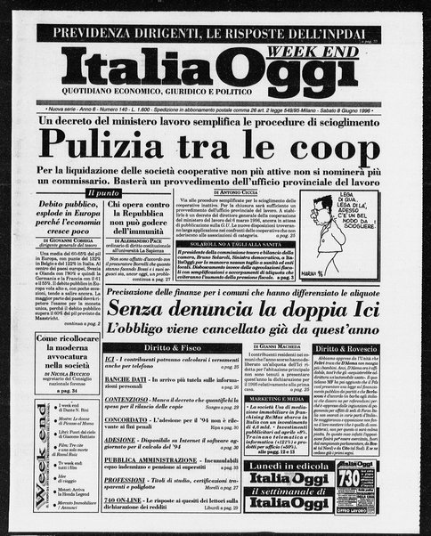 Italia oggi : quotidiano di economia finanza e politica